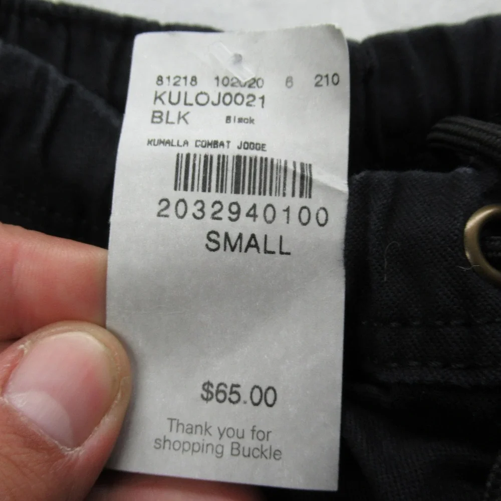 Kuwalla Tee‎ Pants Mens Small Black Drawstring Waist Combat Fit Jogger 29x26 NEW